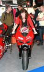 Caroline on the California Superbike School Ducati