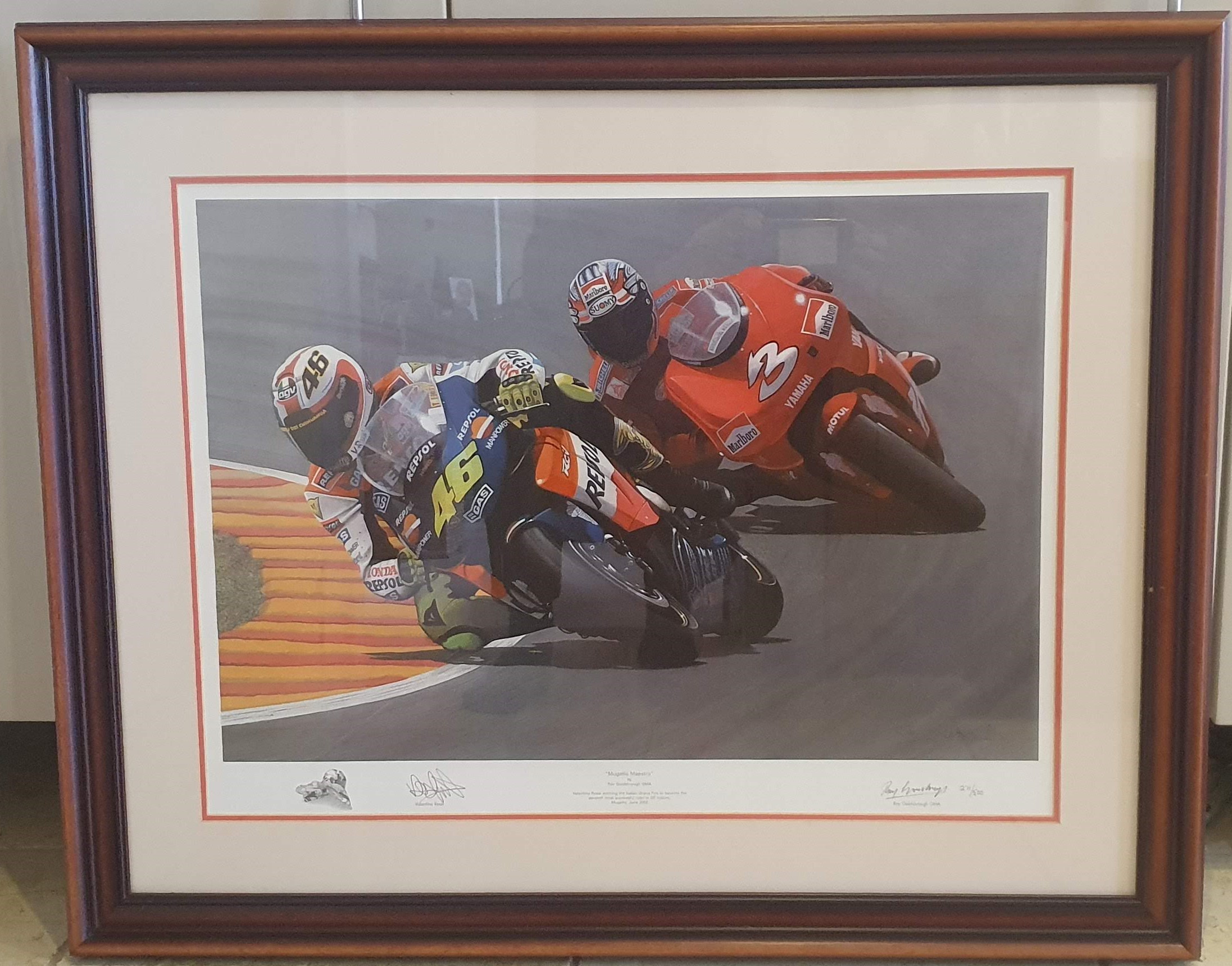 VR46 and Max Biaggi: limited edition signed colour print of painting