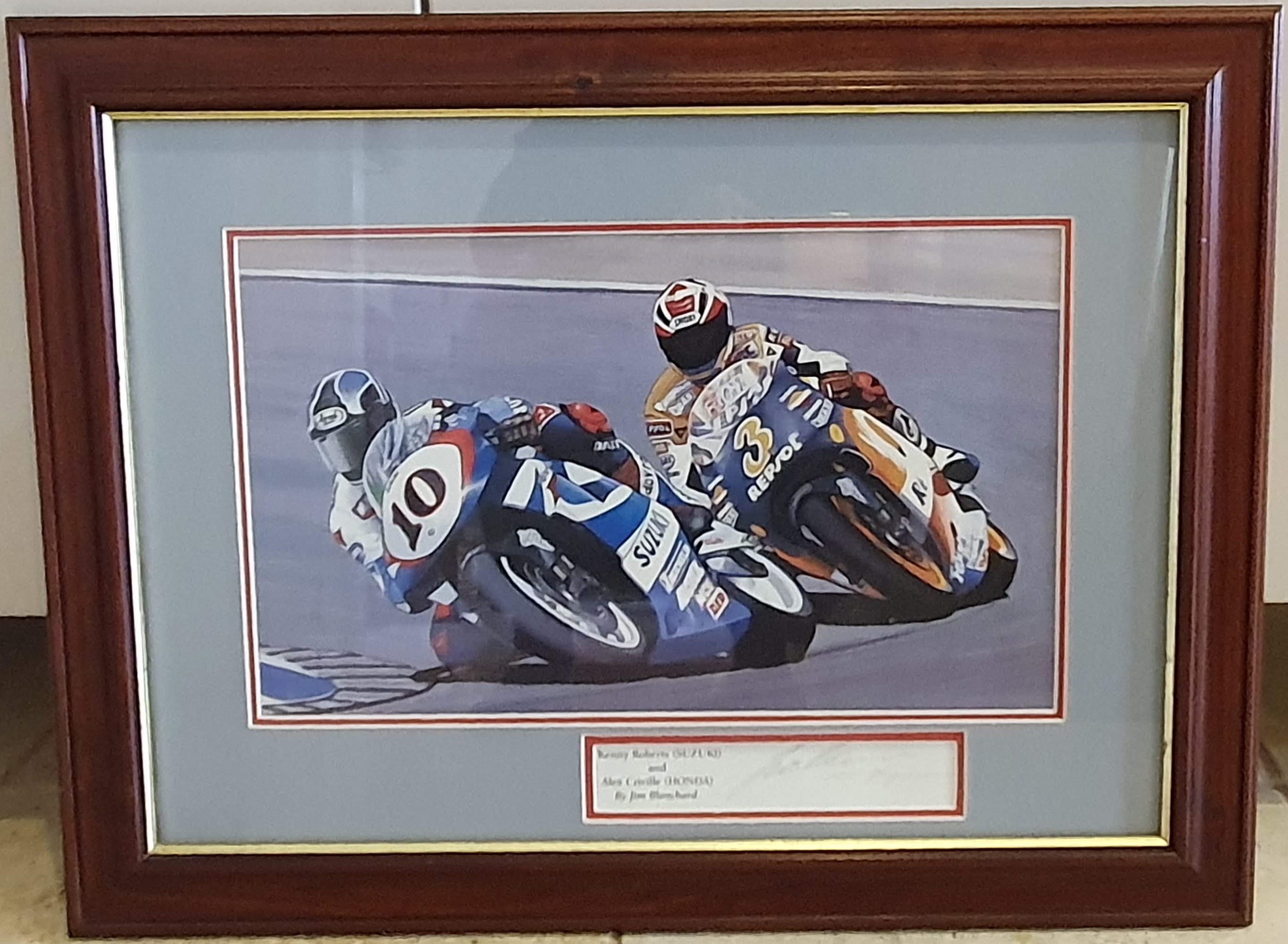 Kenny Roberts and Alex Criville: colour drawing